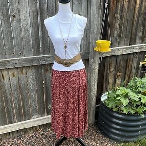 Rewind Red Floral Maxi Skirt